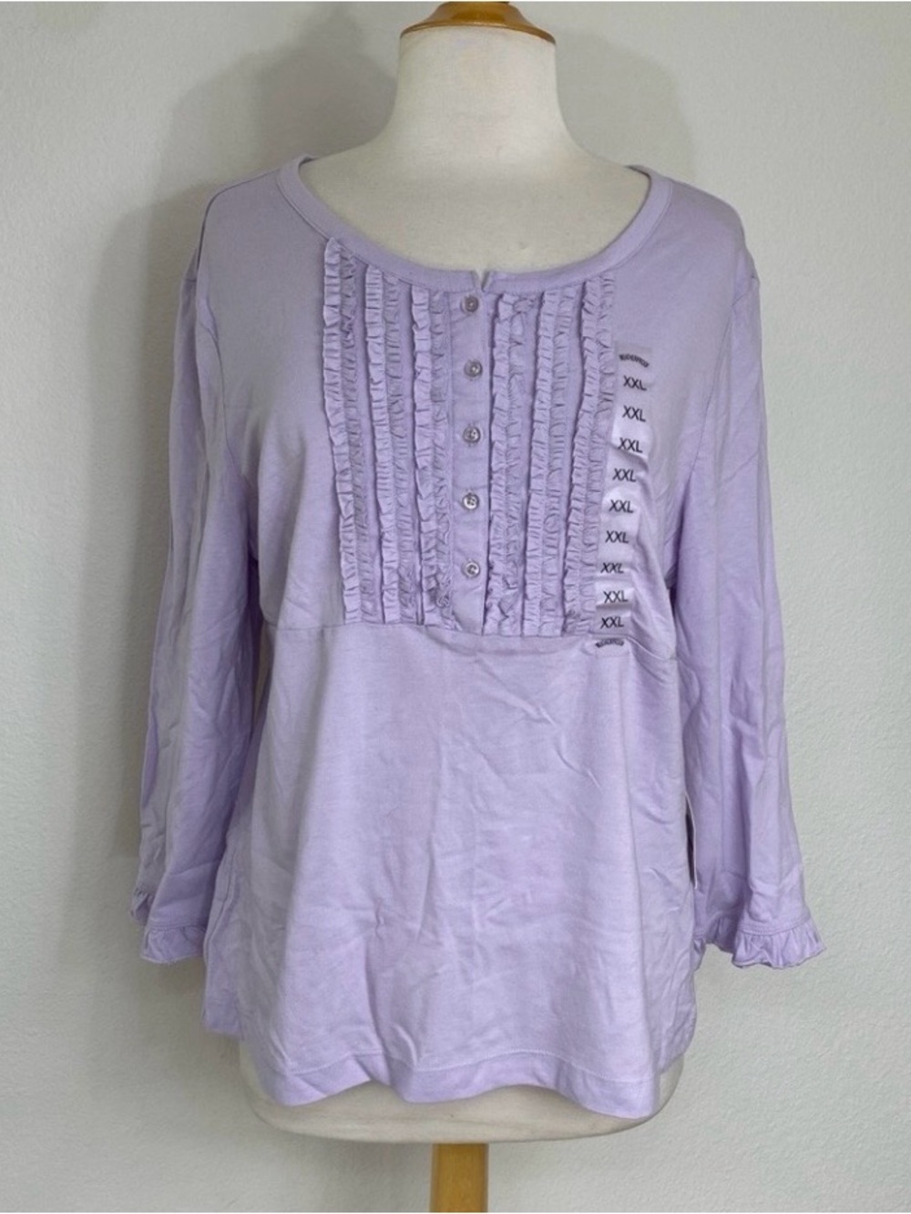 NWT New Weatherproof Womens Lavender Ruffle Scoop Neck Top XXL Casual Outdoor